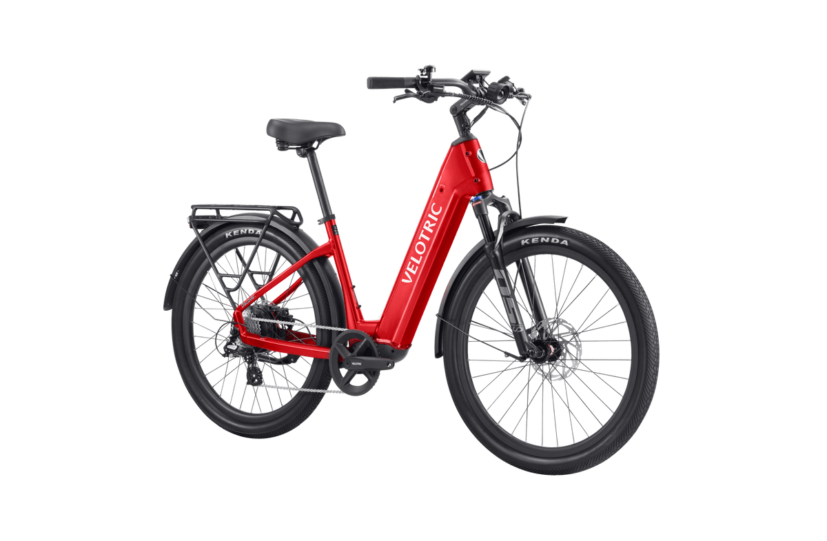 Velotric Discover 2 Ebike in Cherry Crimson front three-quarter view