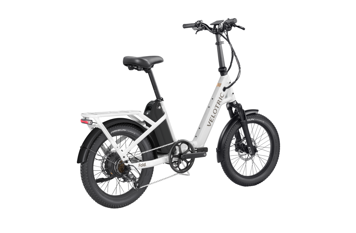 Velotric Fold 1 Plus Ebike in Pearl White rear view