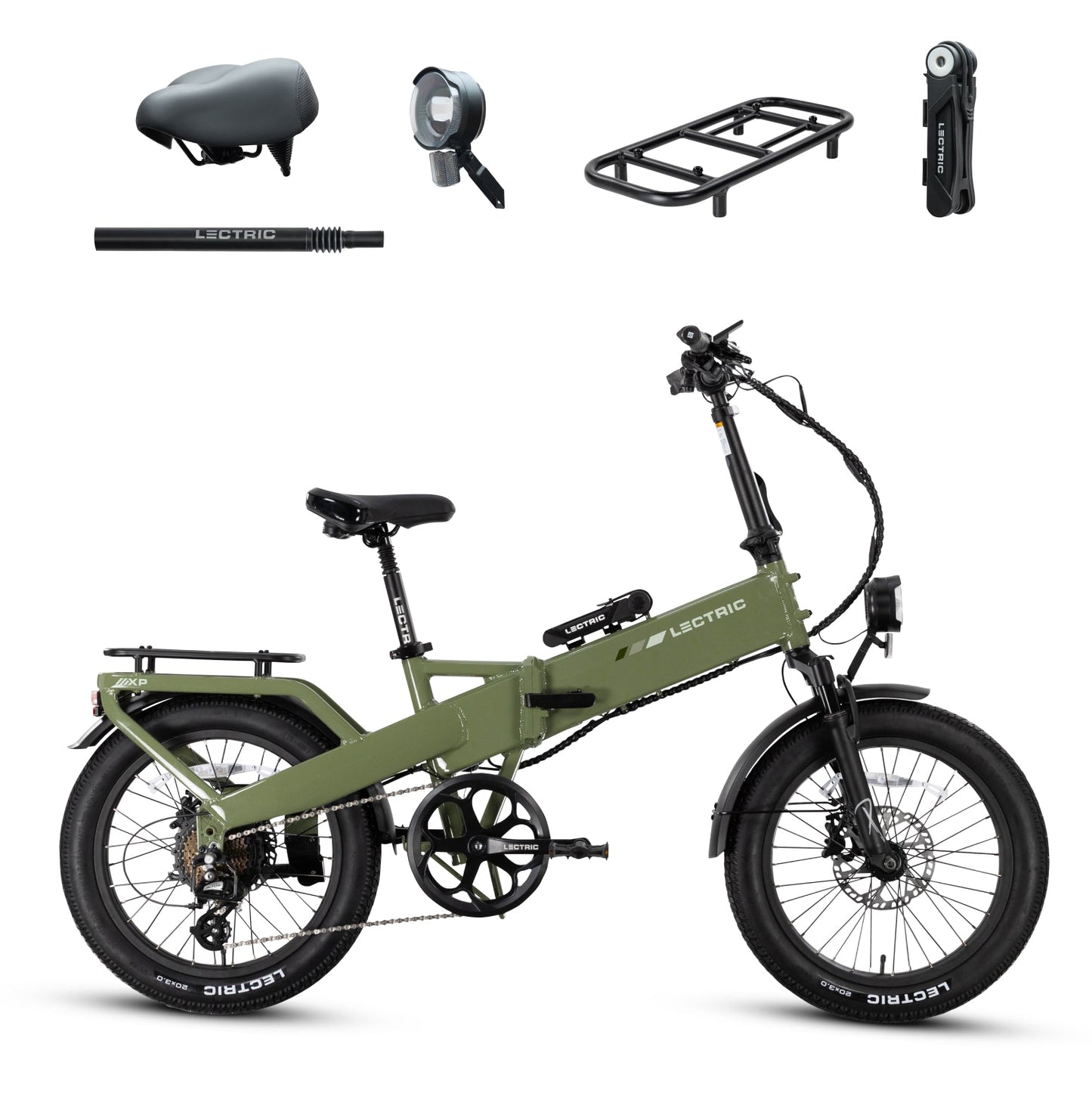XP4 750 Pine Green + FREE LevelUp Rack, Suspension Seat Post, Elite Headlight, Bike Lock, Phone Mount ($365 Value)