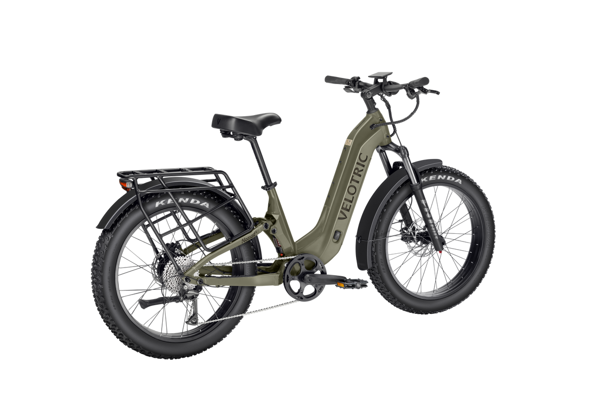 Velotric Nomad 2X Full Suspension Fat Tire Ebike in Sage rear view