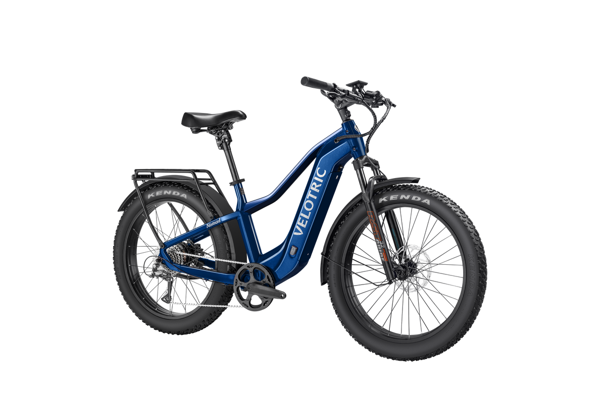 Velotric Nomad 2 Fat Tire Ebike in Midnight Blue front view