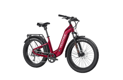 Velotric Nomad 2 Fat Tire Ebike in Cranberry front view