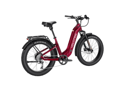 Velotric Nomad 2 Fat Tire Ebike in Cranberry rear view