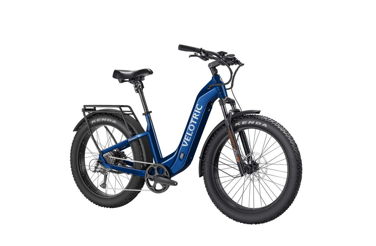 Velotric Nomad 2 Fat Tire Ebike in Midnight Blue front view
