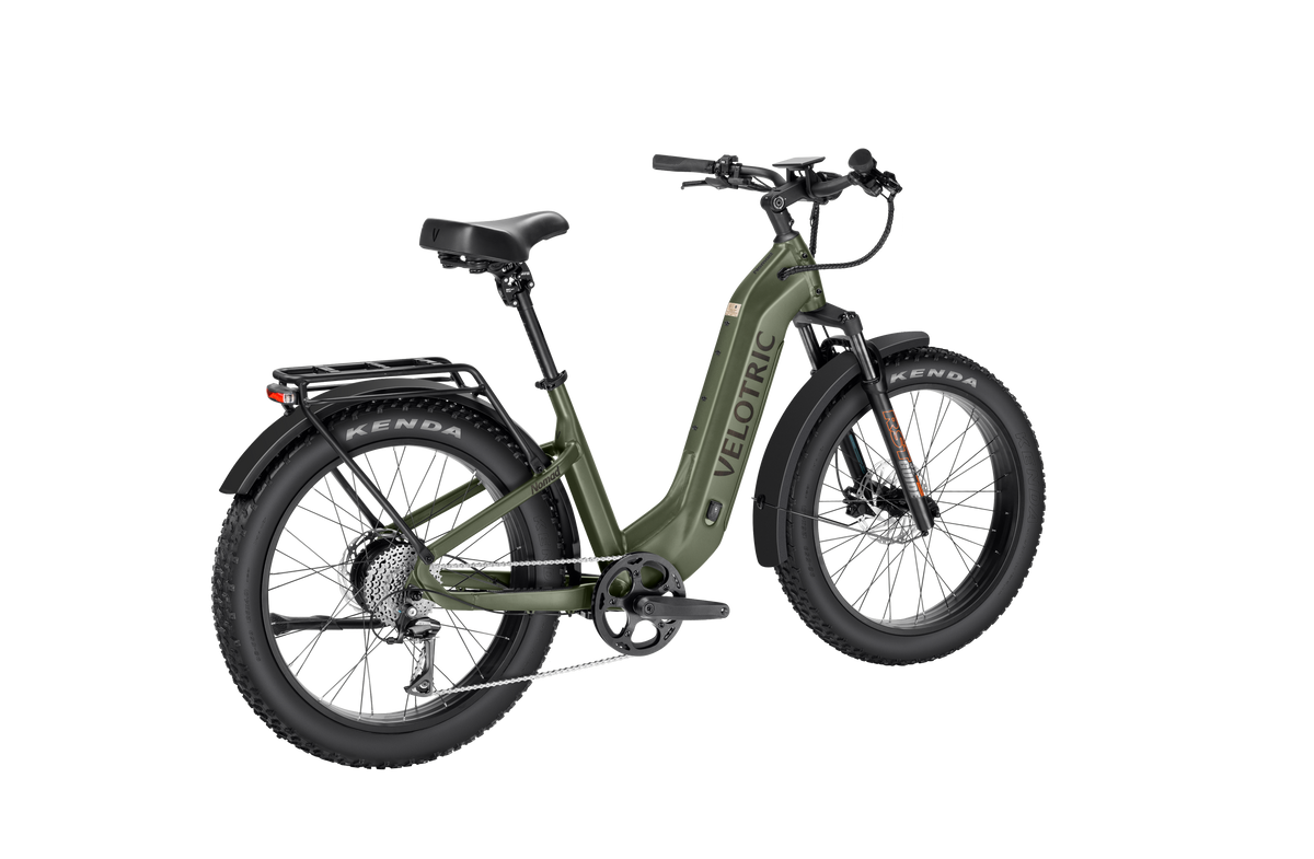 Velotric Nomad 2 Fat Tire Ebike in Olive rear view