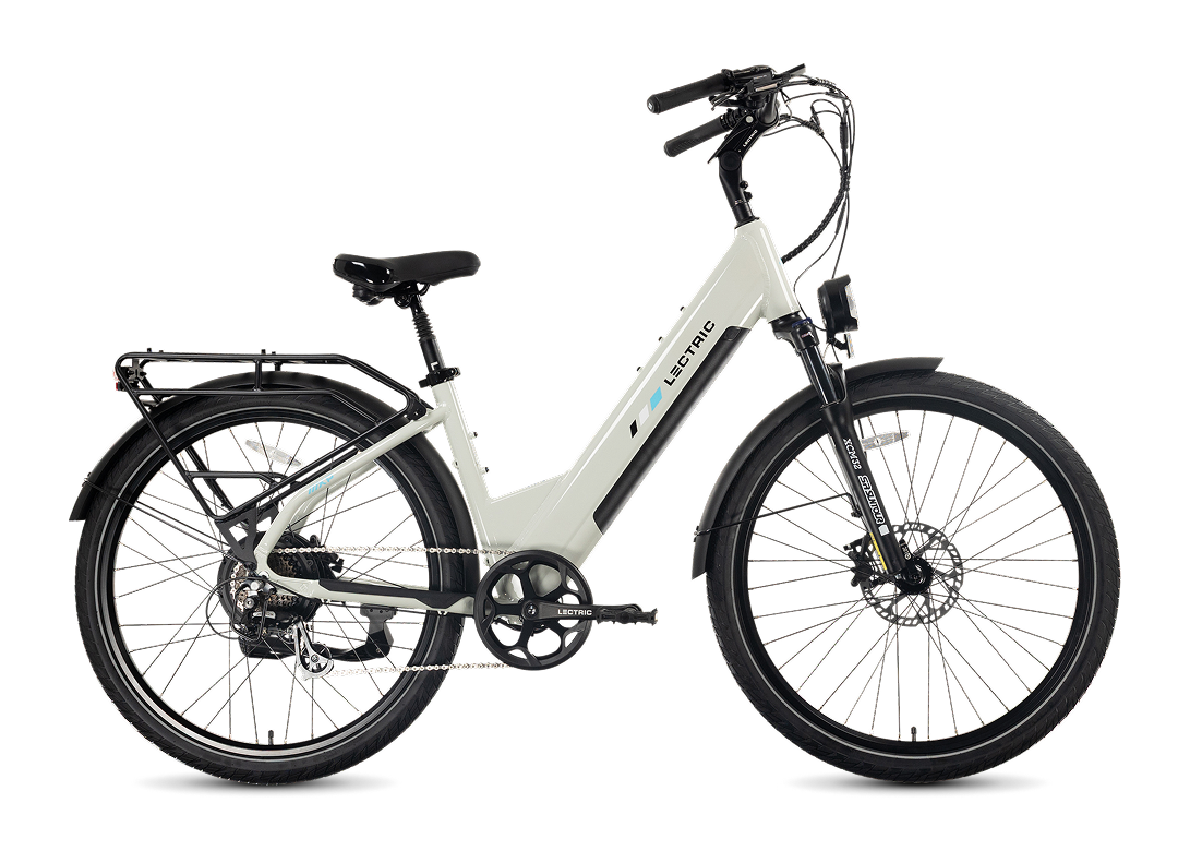 XPress2 Stratus White Cruiser + FREE Rear Rack, Fenders, Elite Headlight, Suspension Seat Post ($336 Value)