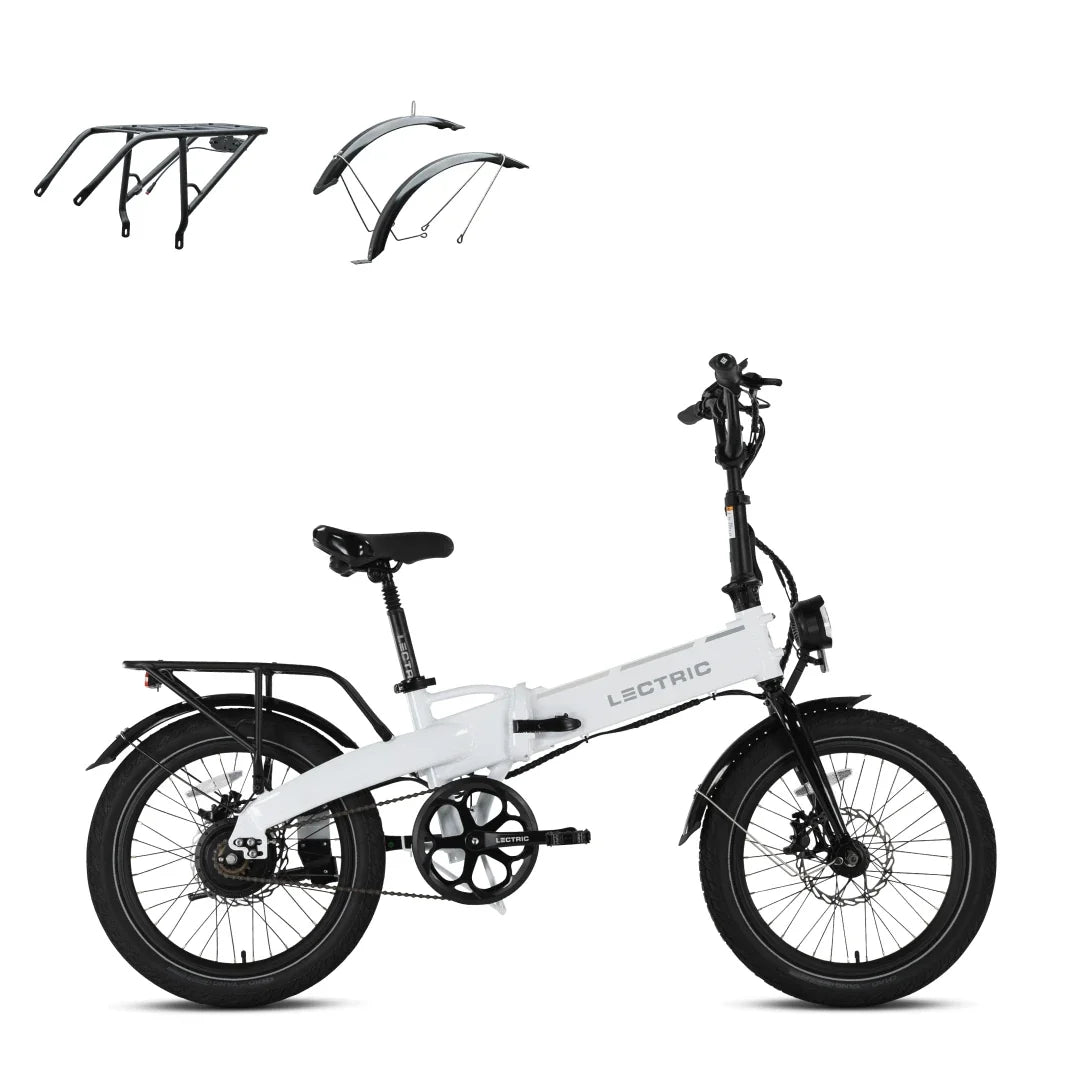 XP Lite2 Arctic White Long-Range + FREE Rear Rack, Fenders, Elite Headlight, Suspension Seat Post ($496 Value) [CA]
