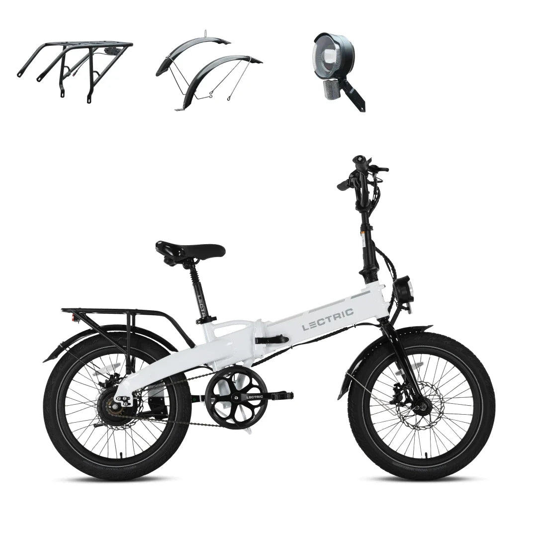 XP Lite2 Arctic White Long-Range + FREE Rear Rack, Fenders, Elite Headlight, Suspension Seat Post ($496 Value) [CA]