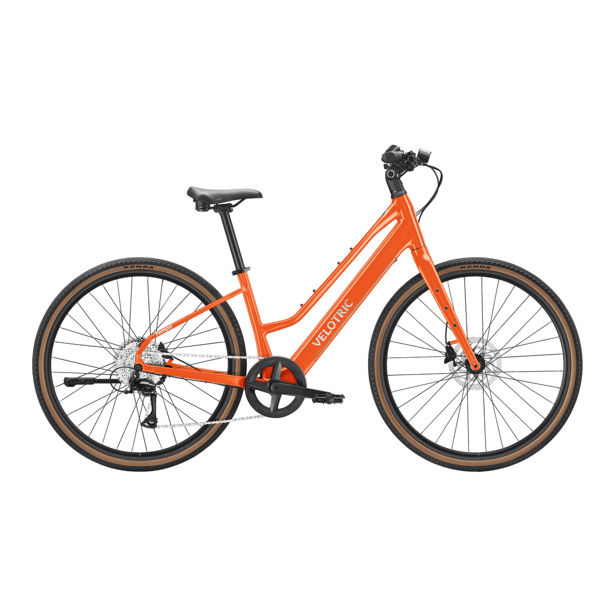 Velotric Tempo Ebike in Sunset Tangerine right-side view