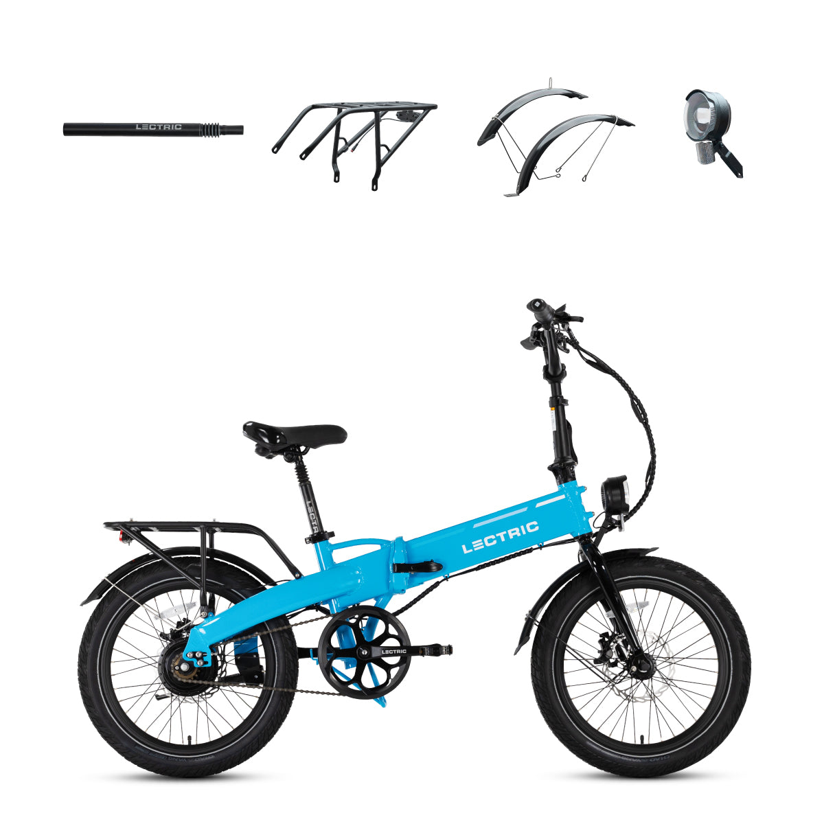 XP Lite2 Lectric Blue Long-Range + FREE Rear Rack, Fenders, Elite Headlight, Suspension Seat Post ($496 Value) [CA]