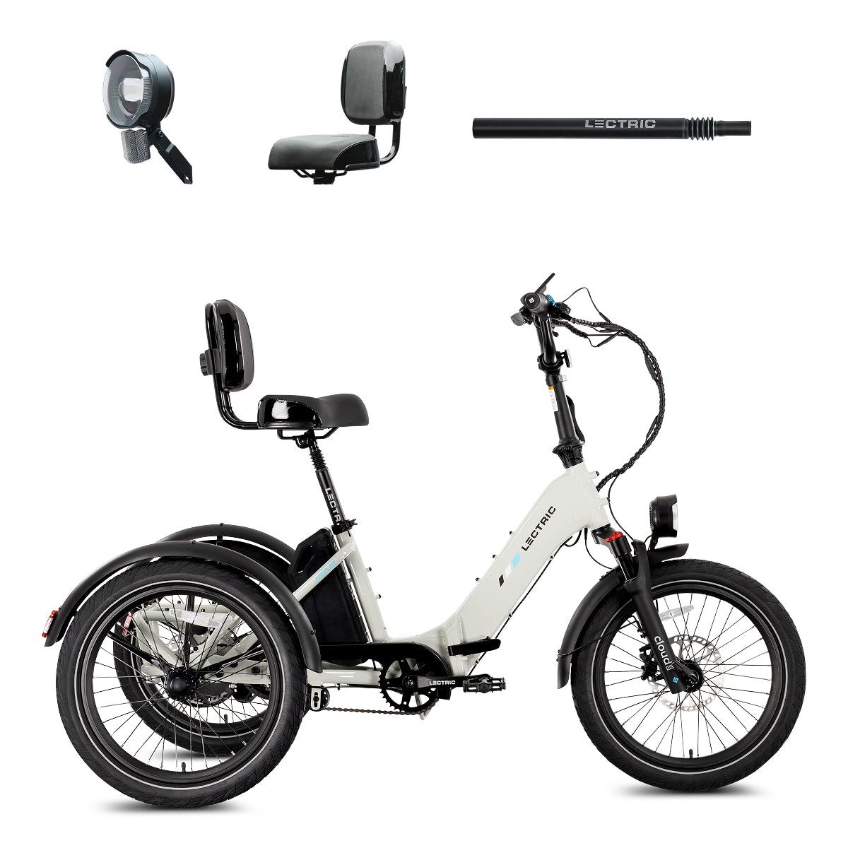 XP Trike2 Stratus White + FREE Support Seat, Elite Headlight, Suspension Seat Post ($257 Value)