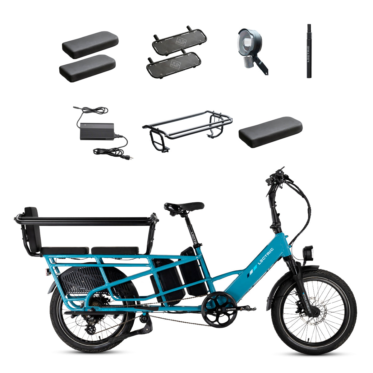 XPedition2 Raindrop Blue Long-Range Dual-Battery + FREE Running Boards, Cushions, Elite Headlight, Suspension Seat Post, Orbitor, Fast Charger ($694 Value)