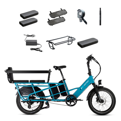 XPedition2 Raindrop Blue Long-Range Dual-Battery + FREE Running Boards, Cushions, Elite Headlight, Suspension Seat Post, Orbitor, Fast Charger ($694 Value)