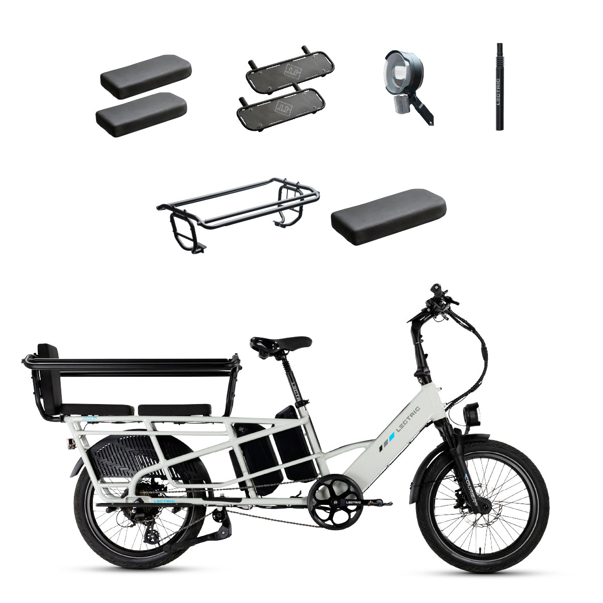 XPedition2 Stratus White Dual-Battery + FREE Running Boards, Cushions, Elite Headlight, Suspension Seat Post, Orbitor, XL Cargo Panniers ($744 Value)
